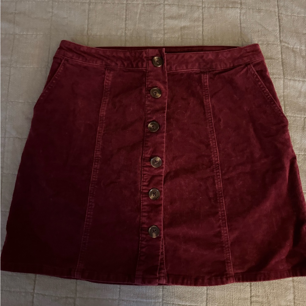 Maurices Deep Red Button-Up Mini Skirt